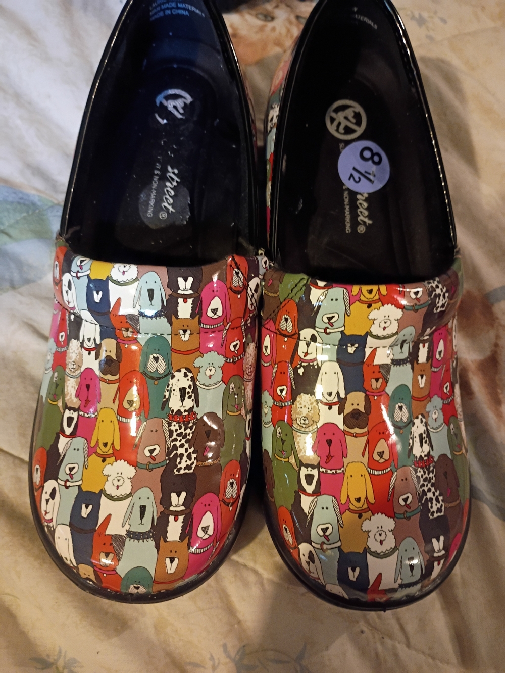SafeTstep Printed Slip-On Flats Multicolor & Black US 8.5